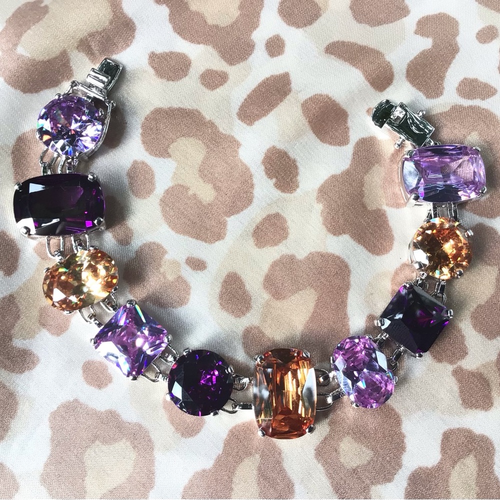 Nolan Miller Lincoln Road Mark Zunino silver tone amethyst topaz bracelet